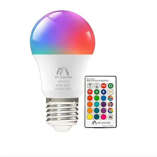 10W E27 ECO Series Color Changing Light Bulb Dimmable LED Light Bulb with Remote Control RGB + Warm White 3000K 16 Colors + 4 Modes with Memory Function for Home Decor and Mood Lighting