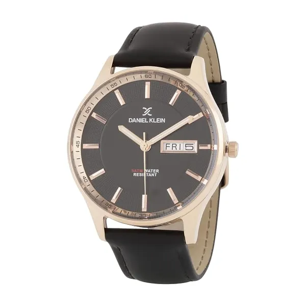 Daniel Klein Leather Analog Black Dial Men's Watch-DK.1.12880-6