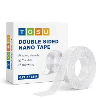 TOSU Double Sided Nano Tape Heavy Duty, 3 Meter | Washable & Reusable Adhesive Gel Grip Tape | Removable, Heat Resistant, Anti-Slip Multipurpose Silicone Tape for Home, Office, Kitchen & DIY