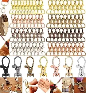 DIY Crafts 5 Pcs Swivel Clasps, Chrome Gold, Swivel Clasps with D Rings Slide Buckles Set Lanyard Snap Hooks Keychain Clip Hooks D Keychain Rings Lobster (5 Pcs Swivel Clasps, Chrome Gold)