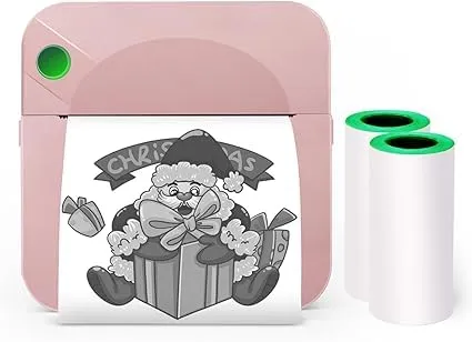 Mini Pocket Printer,Portable Thermal Printer for Label,Text Memo,Receipt,Sticker,Photo Printers, BT Inkless Printing, Wireless Bluetooth Printer Compatible with iOS and Android (Pink)