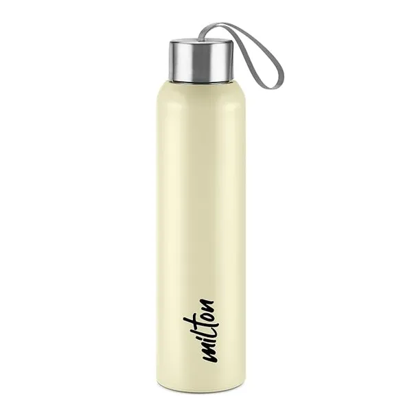 Milton Halo 900 Steel Thermoware, Inner Steel, PU Insulated, Leak Proof Water Bottle for School Kids, Office, Gym, Easy to Carry Strap, 600 ml, Beige