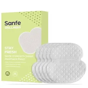 (Min Buy 2) Sanfe Underarm Sweat Absorbent Patch | Prevents Stains, Absorbs & Unpleasant Odour | 8 Hr Control, Stain Free, Ultra Thin | 5 Pairs, for Men & Women