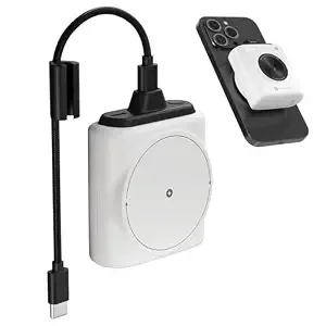 Portronics Moji 10K Smallest Wireless 10000Mah Fast Charging Power Bank with Detachable USB Type-C Cable, Strong Magnet, 20W Wired Output, for iPhone 12 & Above, Android & All Qi Enabled Devices