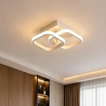 Desidiya 22W LED Ceiling Light with 3-in-1 Colour Changing (Warm, Natural & Cool White), Modern Double Square Acrylic Surface Mount Panel Light for Living Room, Bedroom, Hall & False Ceiling