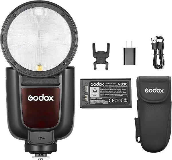[HDFC CC] GODOX V1 V1Pro F Round Head Camera Flash for Fujifilm, 2.4G Wireless TTL Fuji Speedlite HSS 1/8000s, 2980mAh Li-ion Battery, Support Type-C Charge, M/TTL Flash Mode (Godox V1Pro-F Without SU-1)