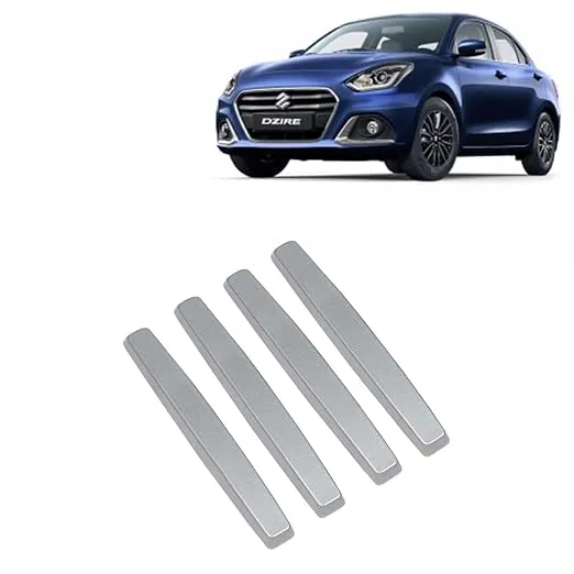 KINGSWAY® Car Door Edge Protection Guard Compatible with Maruti Suzuki Swift Dzire, (Year 2020 Onwards), Car Safety Dent Scratch Proof Gurads, Car Door Guard Bumper Protector, D1 Silver, Pack of 4 Pcs