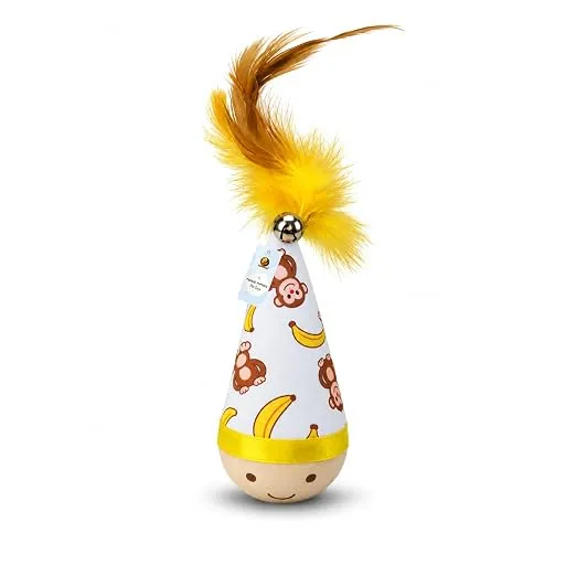 Foodie Puppies Interactive Cat Toy - (Standing Cone Feather) | Durable, Lightweight Feather Teaser Toy | Interactive for Chasing, Hunting, Exercise, Training & Playtime for Cats & Kittens (20 cm)