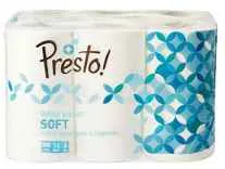 [Apply 3% Coupon] Amazon Brand - Presto! 3 Ply Toilet Paper Roll | 3600 Pulls | 300 Pulls X 12 Rolls | Soft And Highly Absorbent | 100% Natural Virgin Cellulose Fiber