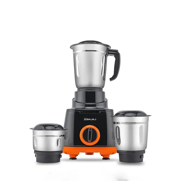 Bajaj Rex 500W Mixer Grinder | 3 Stainless Steel Jars with Multifunctional Blades | Nutri-Pro Feature for Efficient Grinding & Blending | Adjustable Speed Control | 1 Year Warranty | Black & Orange Rs.1599 @ Amazon