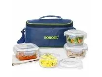 Borosil Borosilicate Glass Made in India Lunch Box (Blue Bag, Universal)
